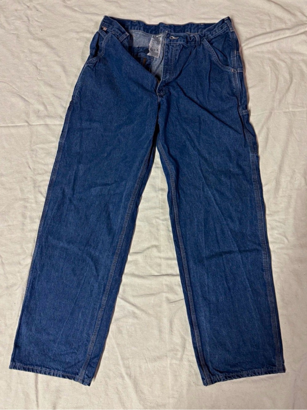 Carhartt FRB13 DNM Jeans Mens 38x34 Blue FR Flame Resistant Carpenter CAT 2